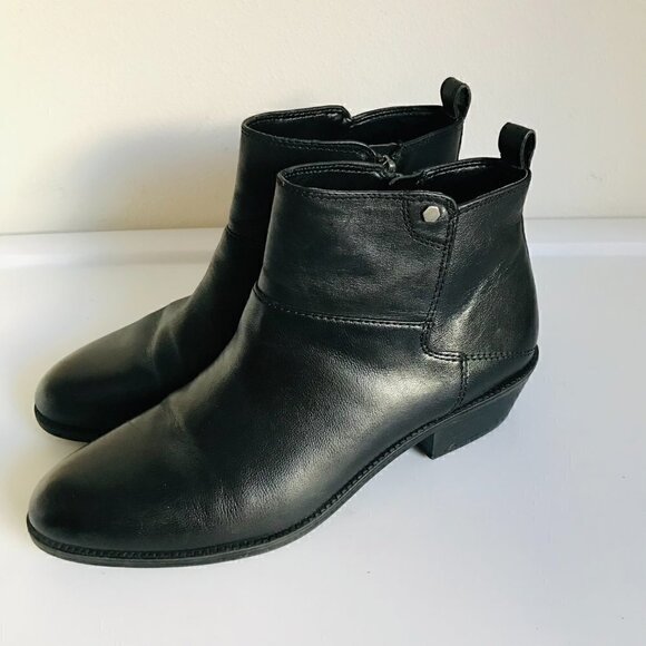 Franco Sarto Black Rafaela Leather Ankle Bootie Size 9.5 - Picture 3 of 9